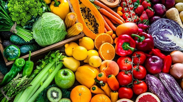 colourful fresh fruit and veg