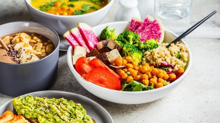 selection of healthy vegan food