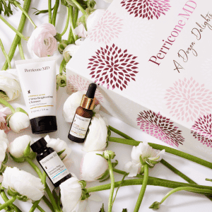 flower skincare giftset on a floral backdrop
