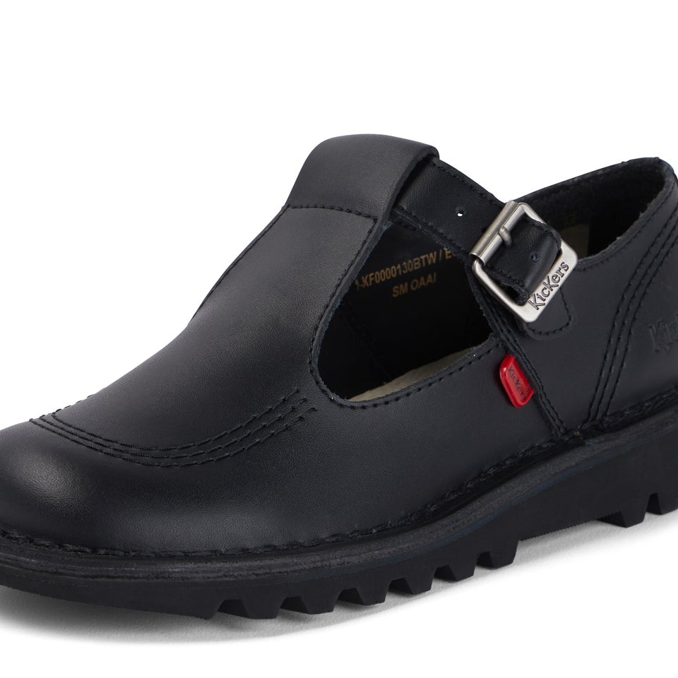 Adult Womens Kick T Bar Leather Black
