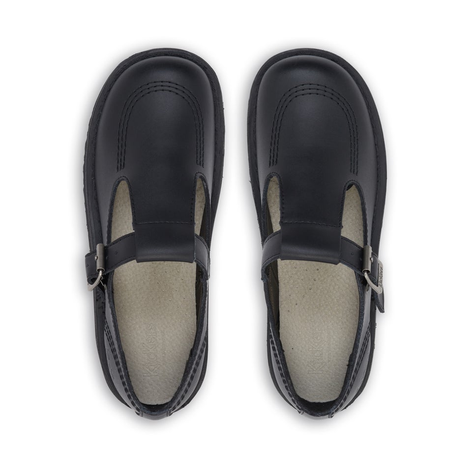 Adult Womens Kick T Bar Leather Black