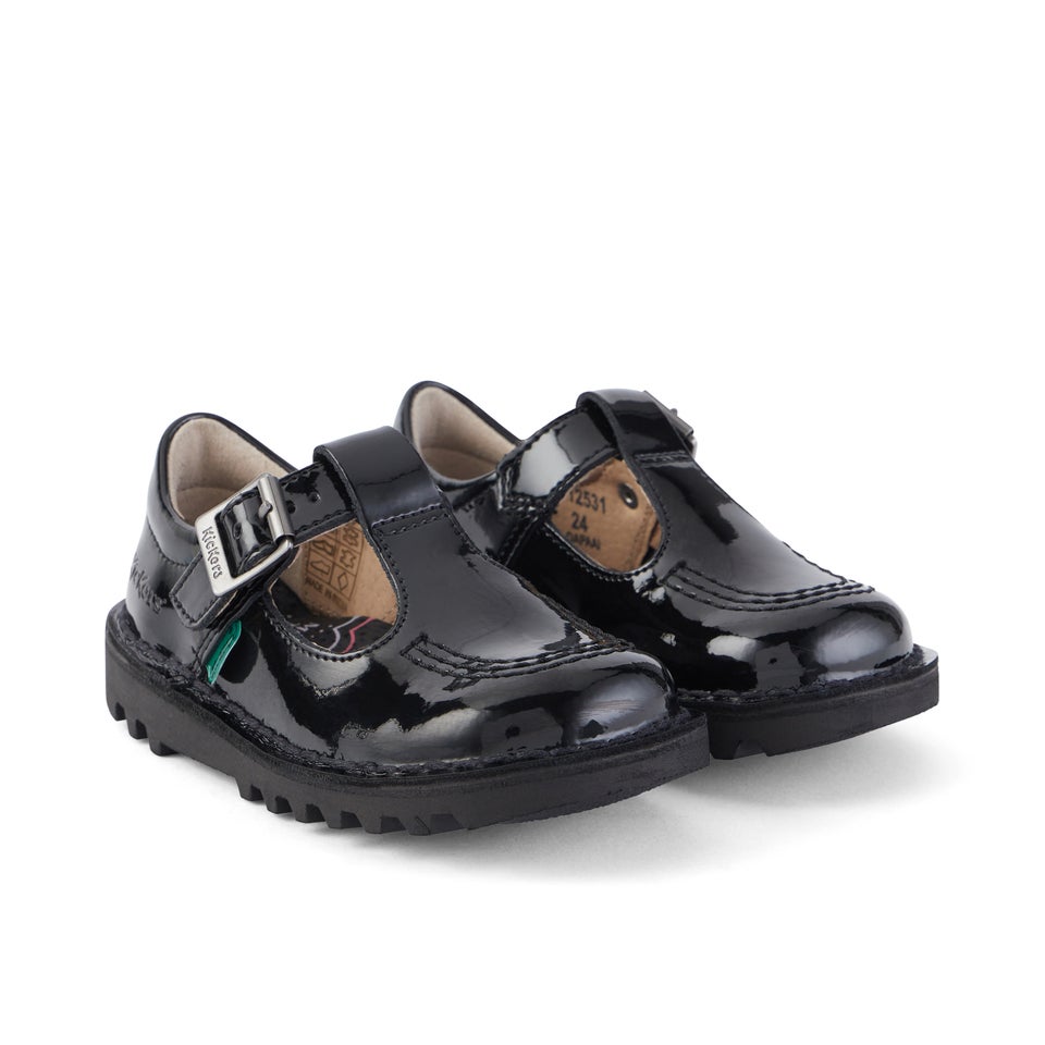 Infant Girls Kick T-Bar Patent Leather Black