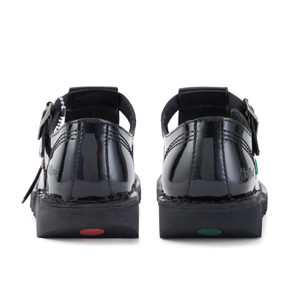 Adult Womens Kick T Bar Patent Leather Black