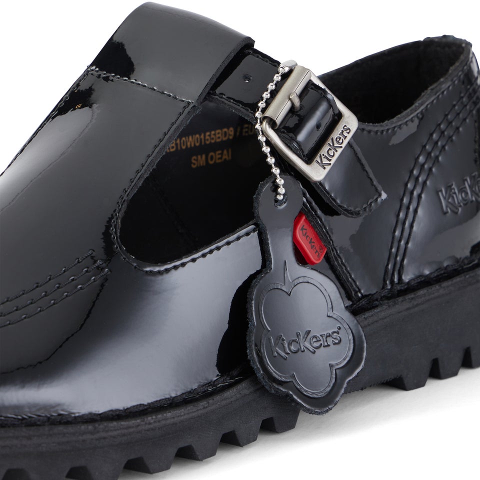 Adult Womens Kick T Bar Patent Leather Black
