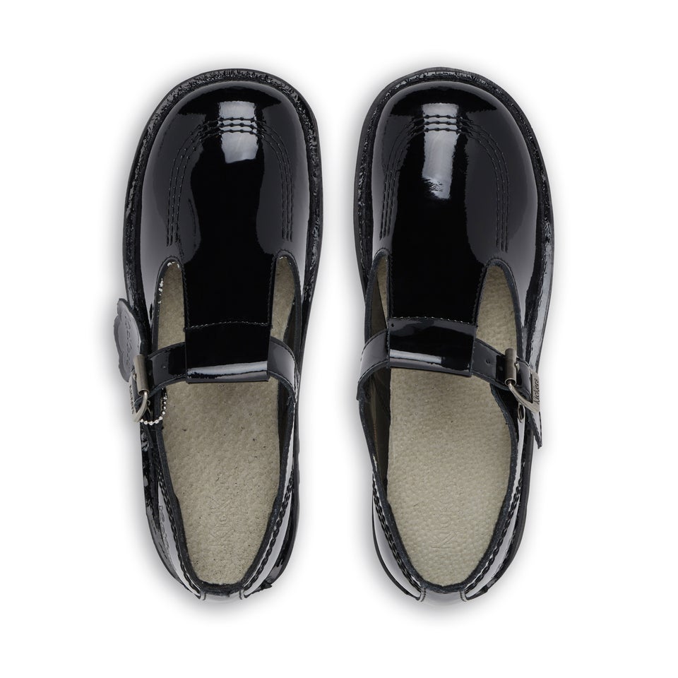 Adult Womens Kick T Bar Patent Leather Black