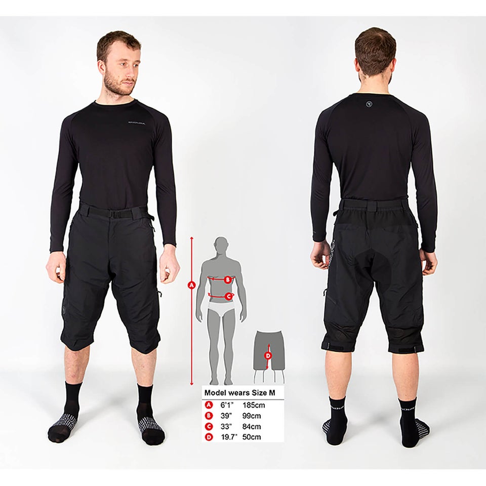 Men's Hummvee 3/4 Shorts II (With Liner) - Black