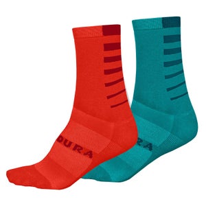 COOLMAX® Stripe Socks Twin Pack - Pacific Blue