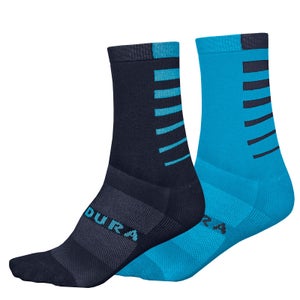 Unisex COOLMAX® Stripe Socks Twin Pack - Electric Blue - S-M