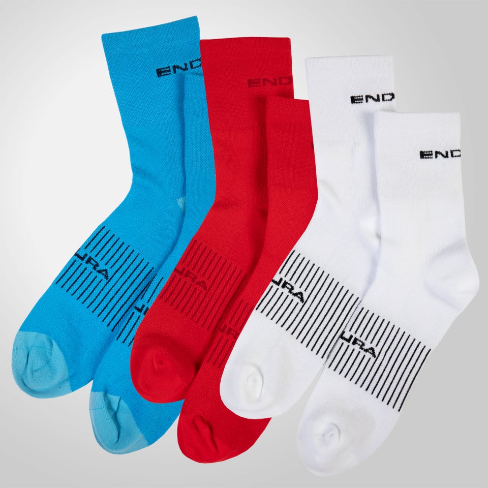 COOLMAX® Stripe Socks Triple Pack - White