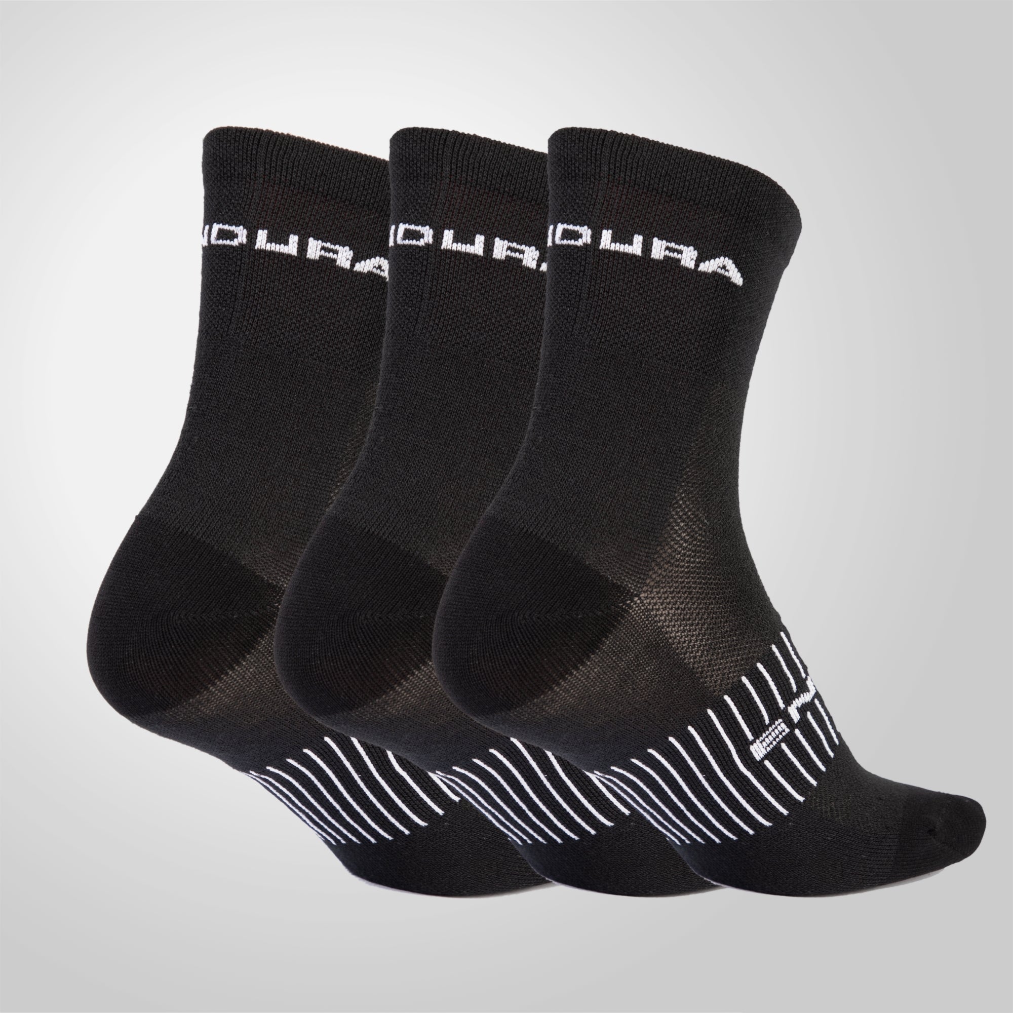 Unisex COOLMAX® Stripe Socks Triple Pack - Black | Endura US