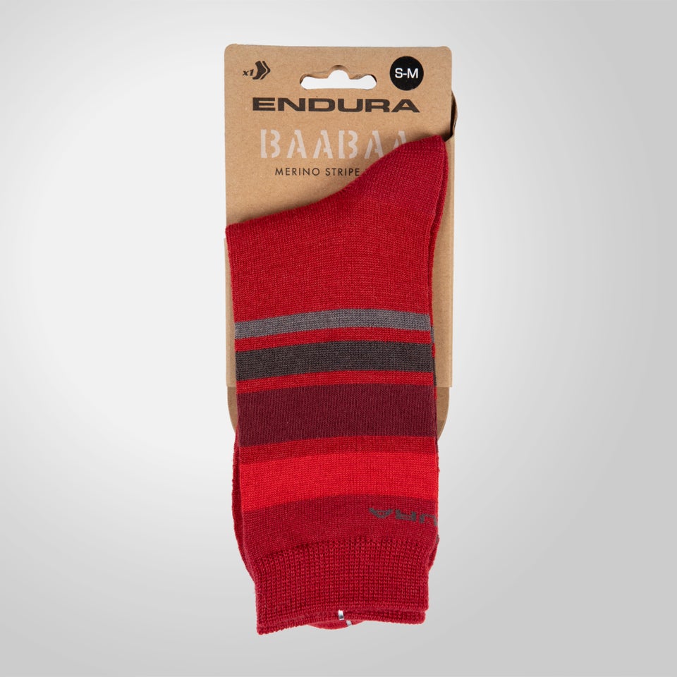 BaaBaa Merino Stripe Socken für Herren - Rot