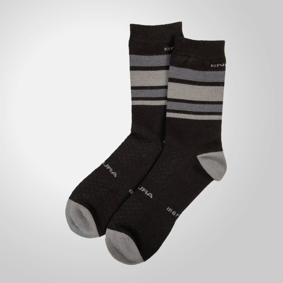 Unisex Baabaa Merino Stripe Socks - Matte Black