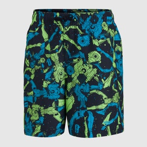 Jungen 15" Badeshorts mit Print in Schwarz