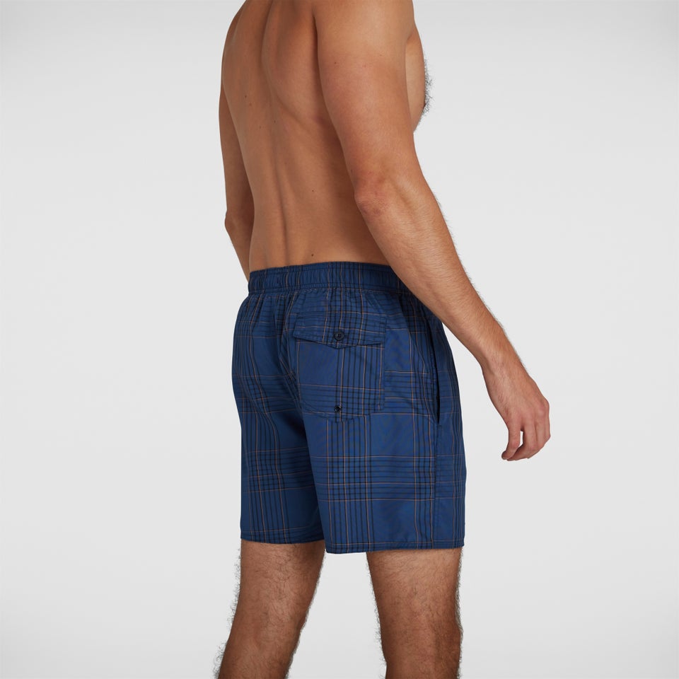 Men's Check Leisure 16" Swim Short Navy