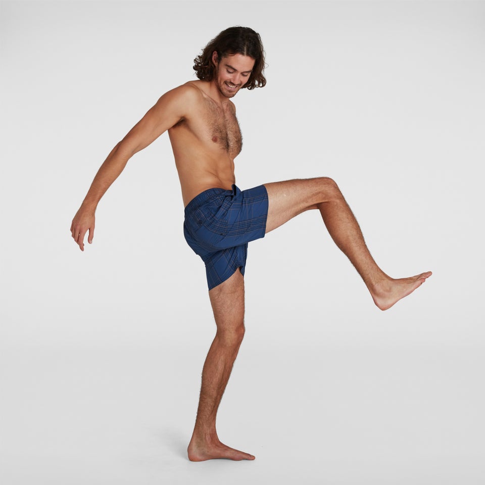 Men's Check Leisure 16" Swim Short Navy