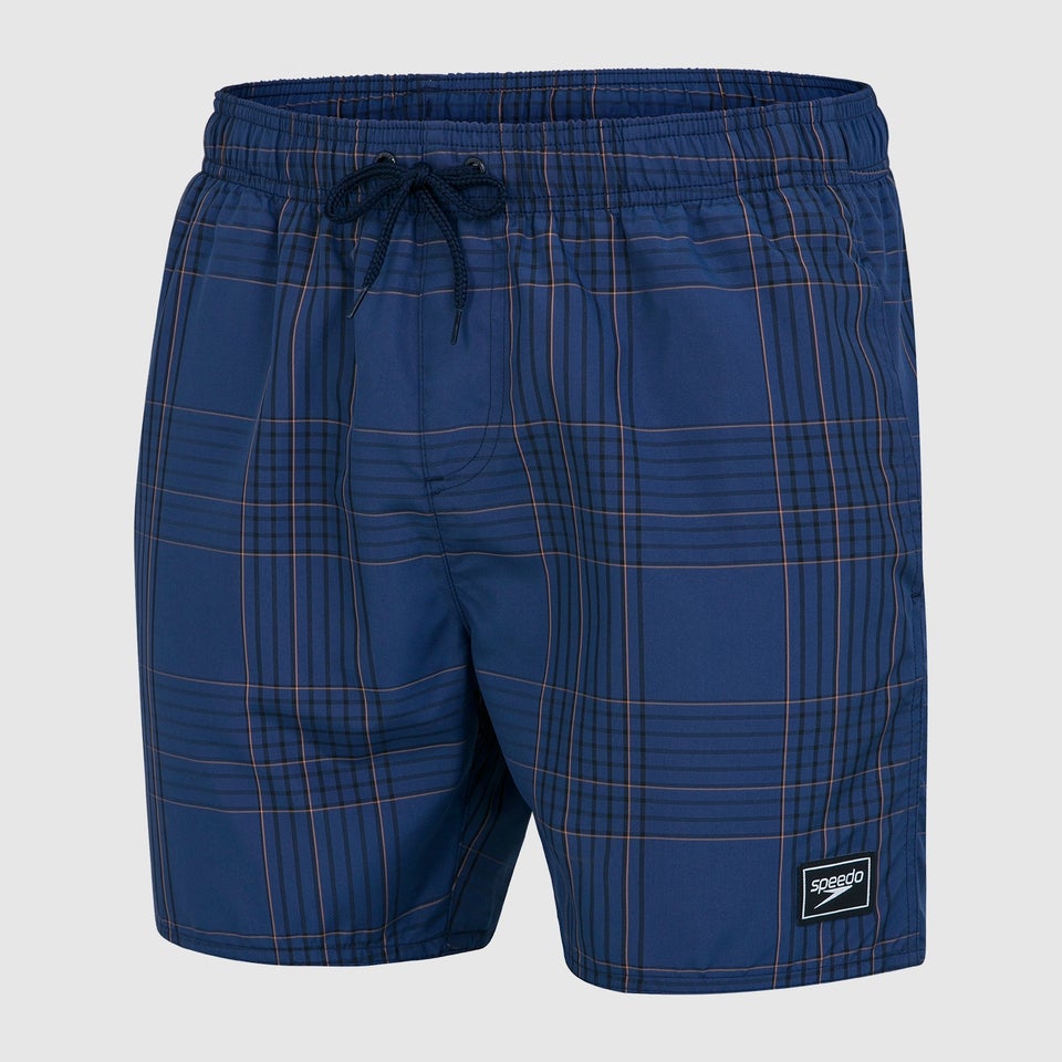 Men's Check Leisure 16" Swim Short Navy