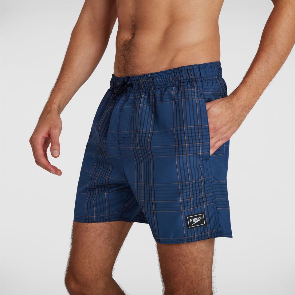 Men's Check Leisure 16" Swim Short Navy