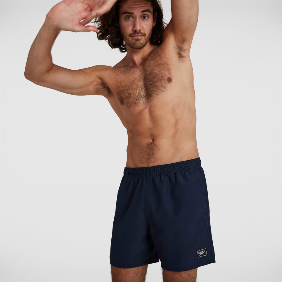 Short de bain Homme Imprimé Bordure 16 pouces Bleu marine