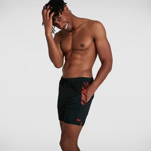 Herren Sport 16" Badeshorts mit Print in Schwarz