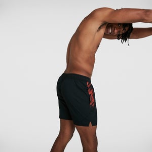 Herren Sport 16" Badeshorts mit Print in Schwarz