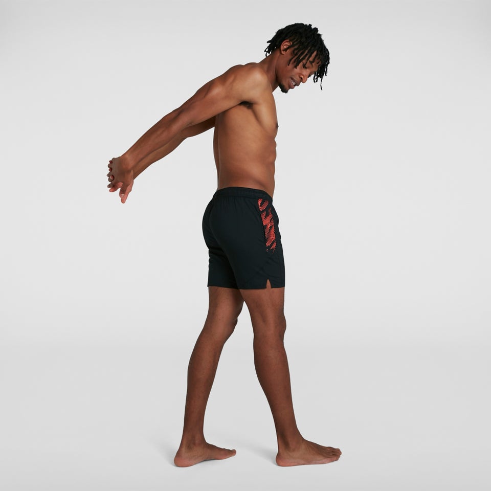 Herren Sport 16" Badeshorts mit Print in Schwarz