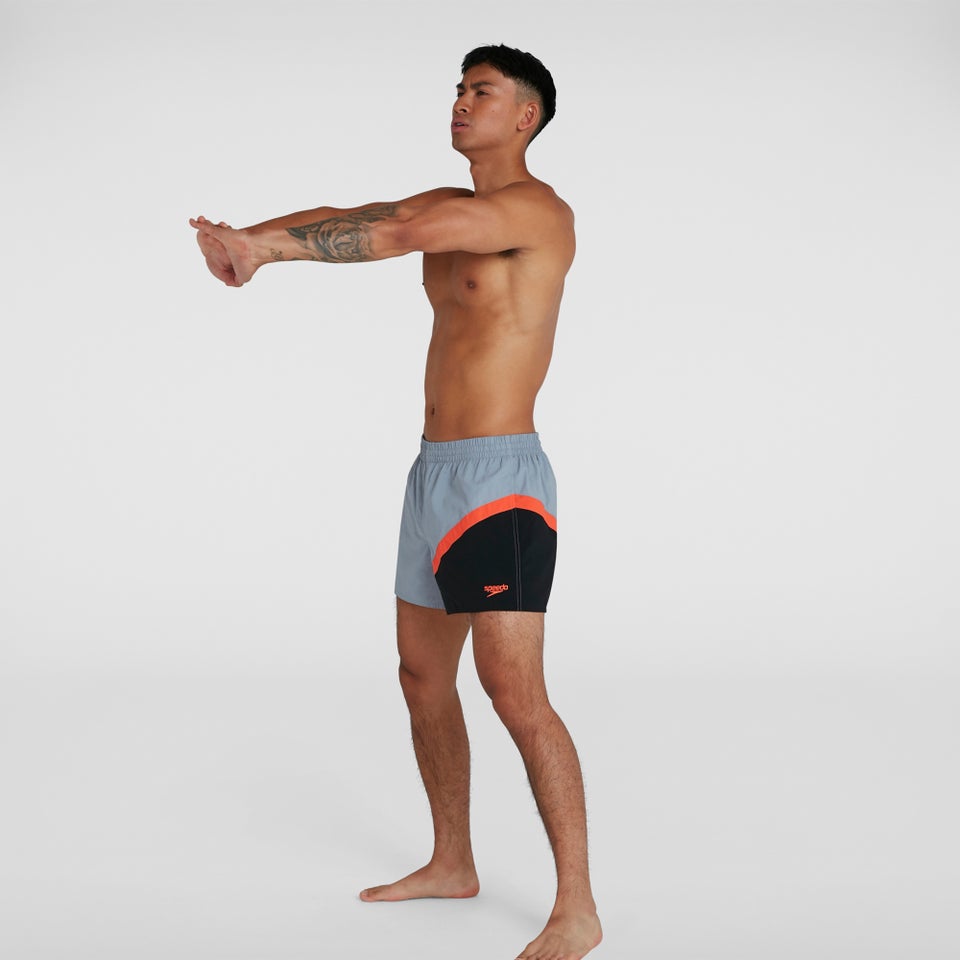 Herren Colourblock 35 cm Badeshorts in Grau