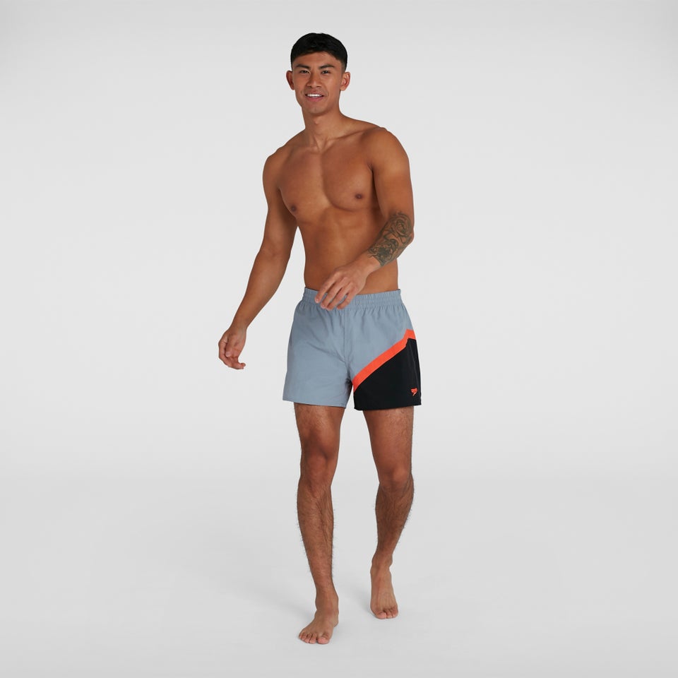 Herren Colourblock 35 cm Badeshorts in Grau