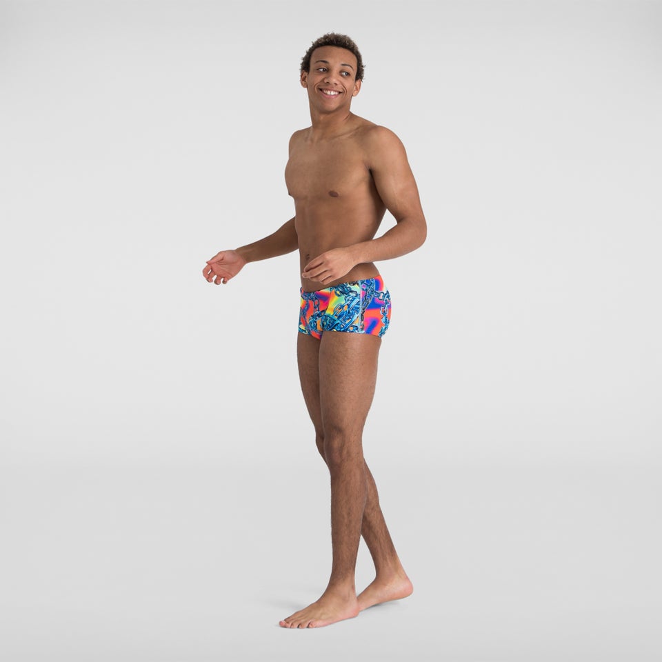 Slip de bain Homme V 17 cm Entraînement club Allover Bleu