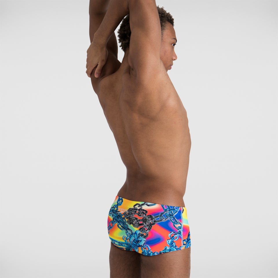 Slip de bain Homme V 17 cm Entraînement club Allover Bleu