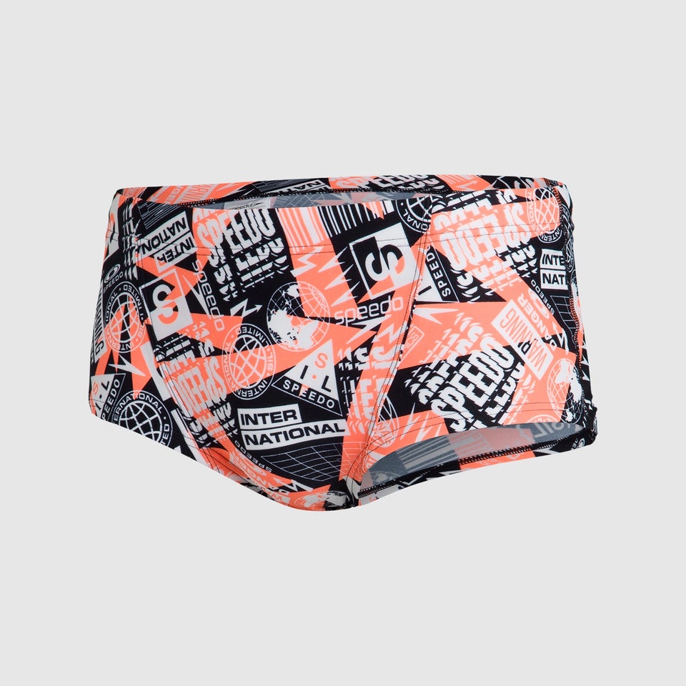 Logo Flash Herren 17 cm Club Training Allover Badehose in Schwarz