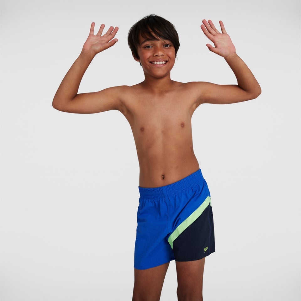 Short de bain Garçon Color-block 13 pouces Bleu