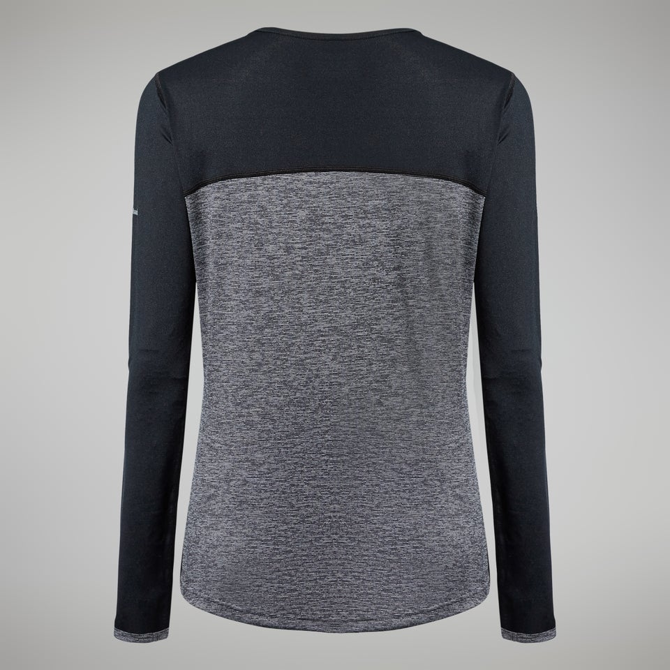 Women's Voyager Tech Tee Long Sleeve Crew - Dark Grey/Black