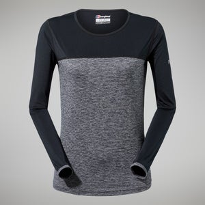 Women's Voyager Tech Tee Long Sleeve Crew - Dark Grey/Black