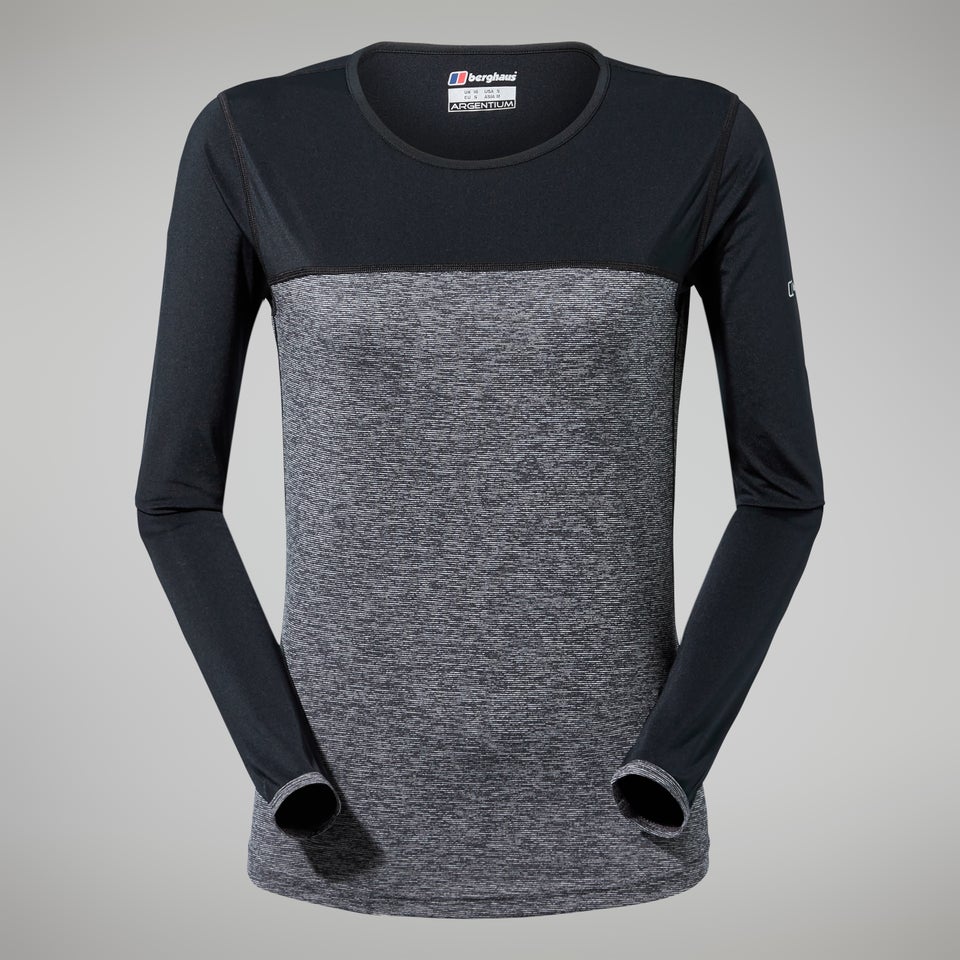 Women's Voyager Tech Tee Long Sleeve Crew - Dark Grey/Black