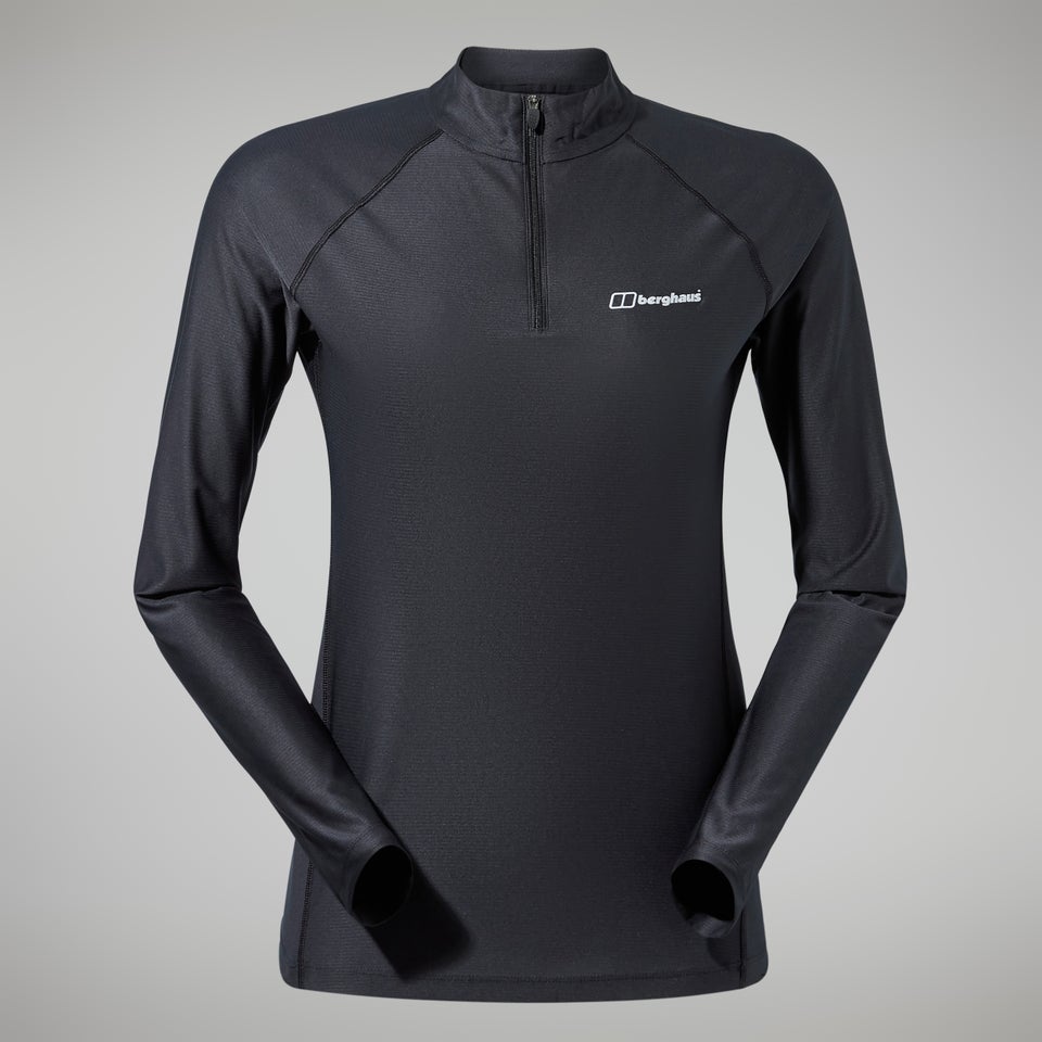 24/7 Long-Sleeve Half Zip Tech T-Shirt für Damen - Schwarz