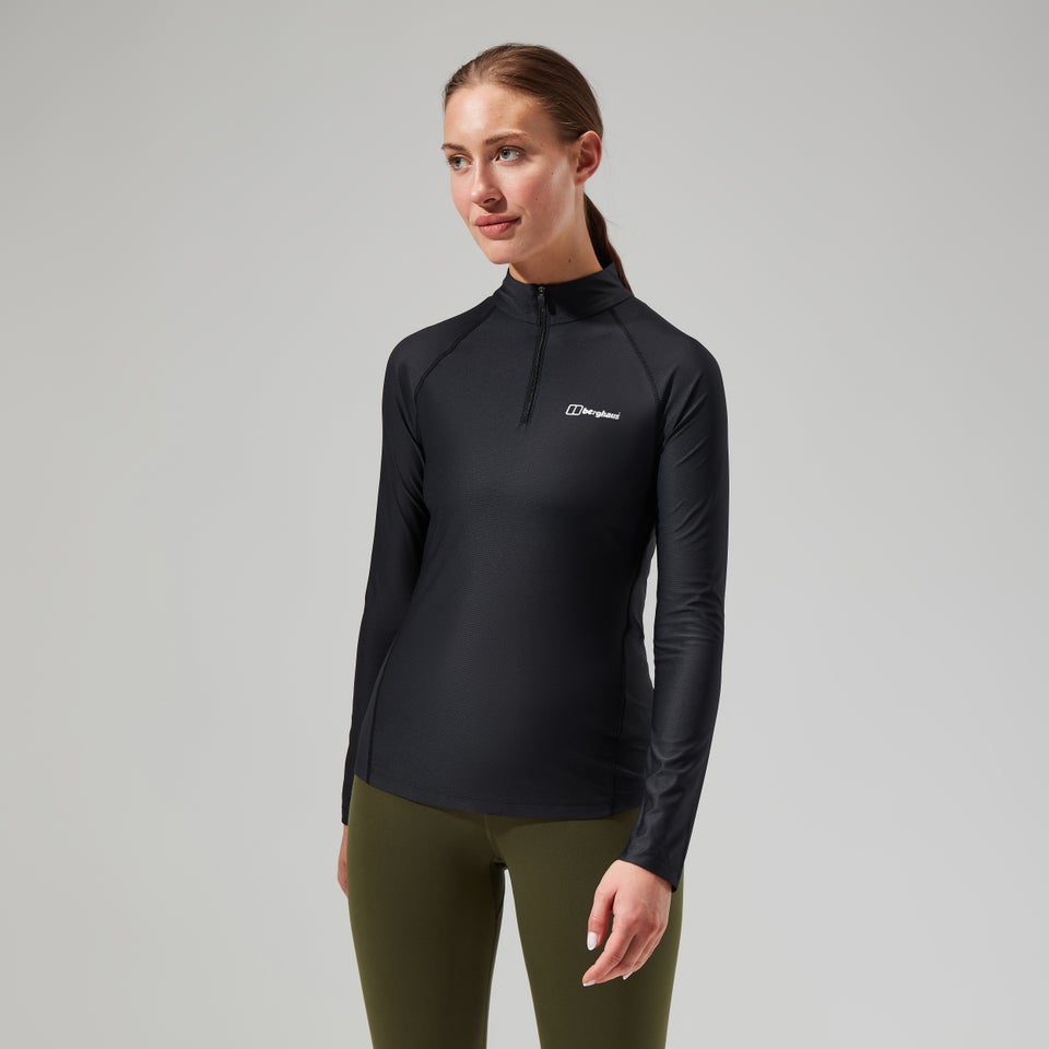 24/7 Long-Sleeve Half Zip Tech T-Shirt für Damen - Schwarz