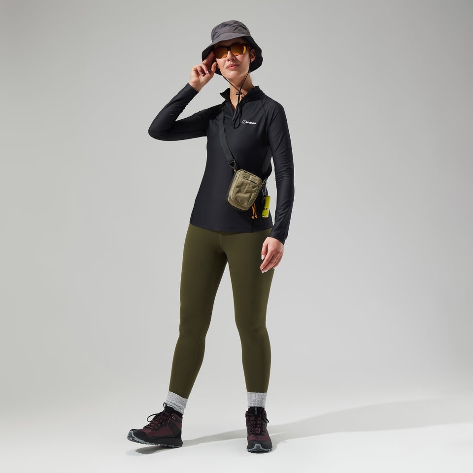 24/7 Long-Sleeve Half Zip Tech T-Shirt für Damen - Schwarz