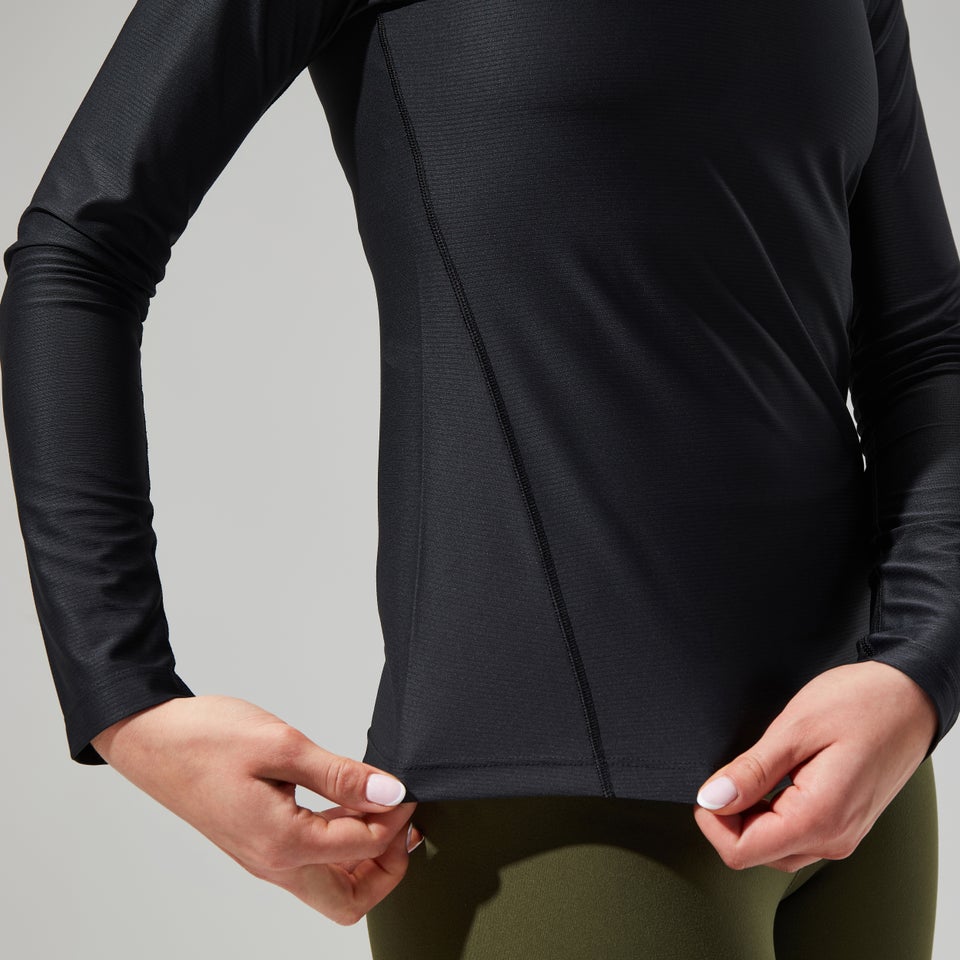 24/7 Long-Sleeve Half Zip Tech T-Shirt für Damen - Schwarz