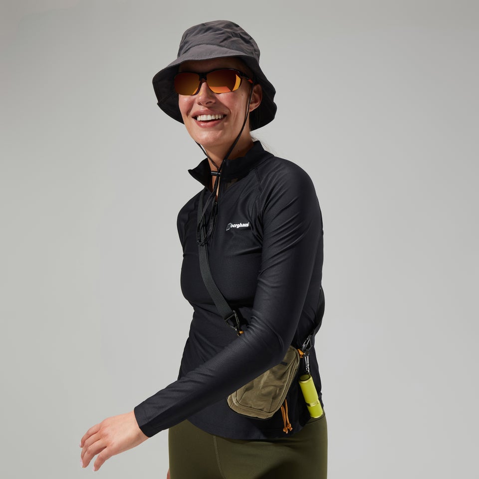 24/7 Long-Sleeve Half Zip Tech T-Shirt für Damen - Schwarz