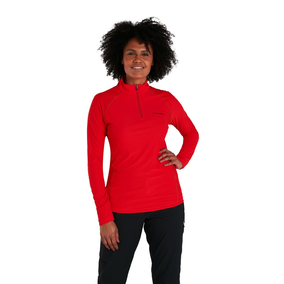 Women's 24/7 Long Sleeve Zip Base Layer - Red