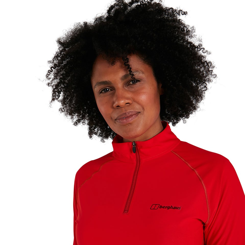 Women's 24/7 Long Sleeve Zip Base Layer - Red