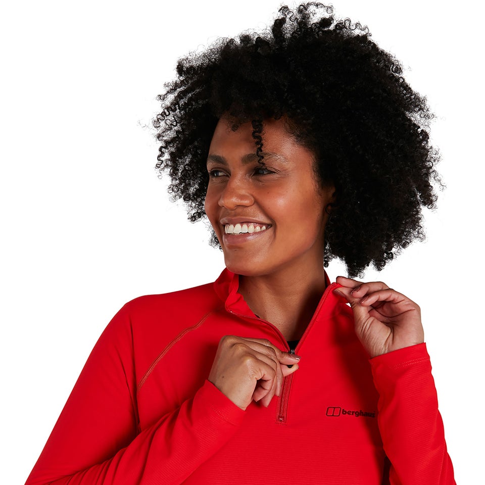 Women's 24/7 Long Sleeve Zip Base Layer - Red