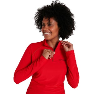 Women's 24/7 Long Sleeve Zip Base Layer - Red