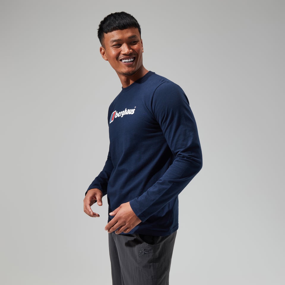 Men's Organic Big Logo Long Sleeve Tee Dark Blue