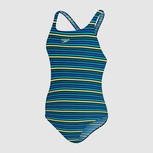 Printed Medalist Badeanzug Marineblau/Blau für Damen