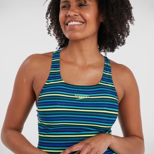 Printed Medalist Badeanzug Marineblau/Blau für Damen