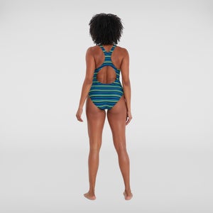 Printed Medalist Badeanzug Marineblau/Blau für Damen