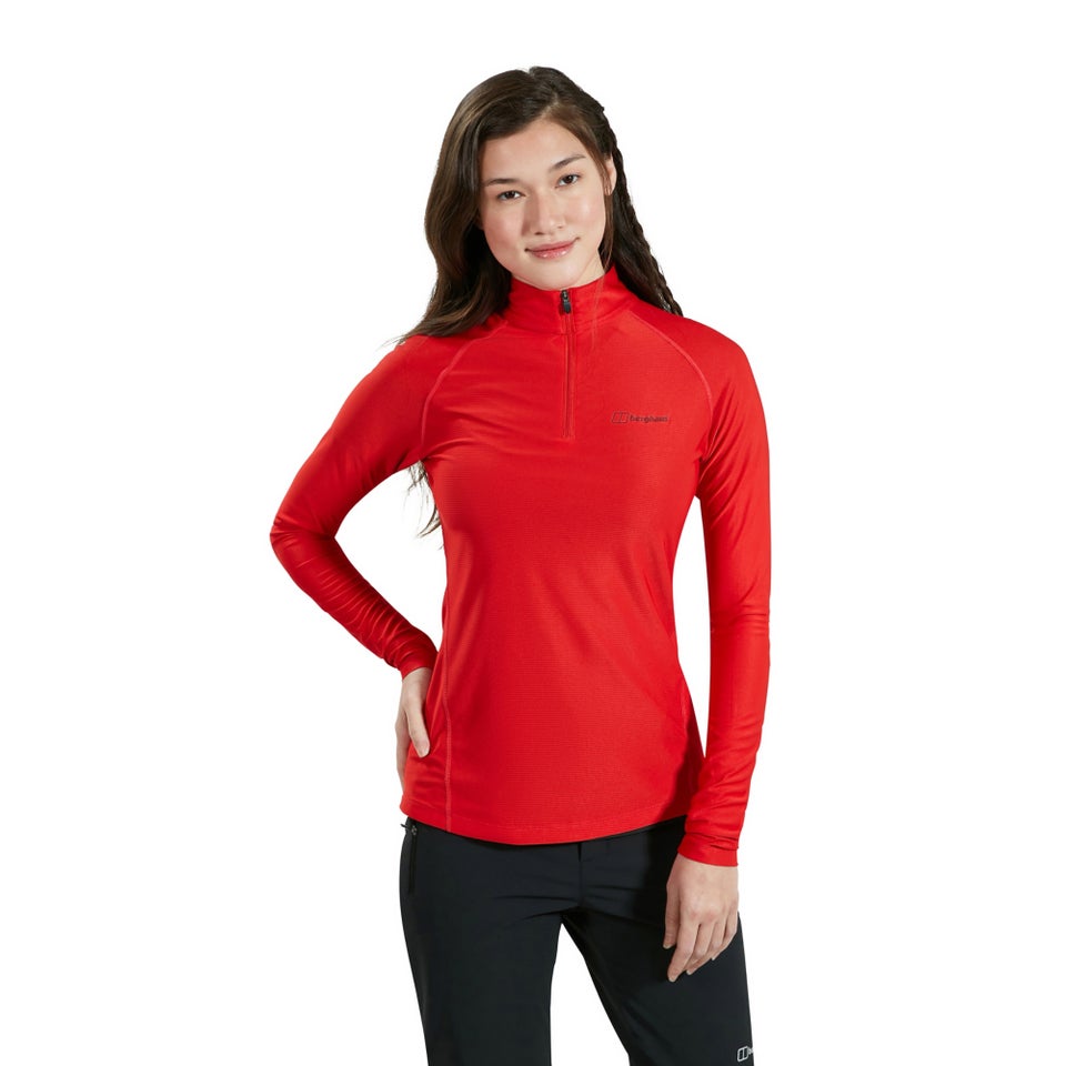 Women's 24/7 Long Sleeve Zip Base Layer - Red