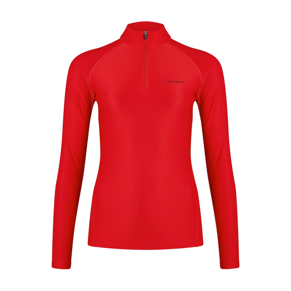Women's 24/7 Long Sleeve Zip Base Layer - Red