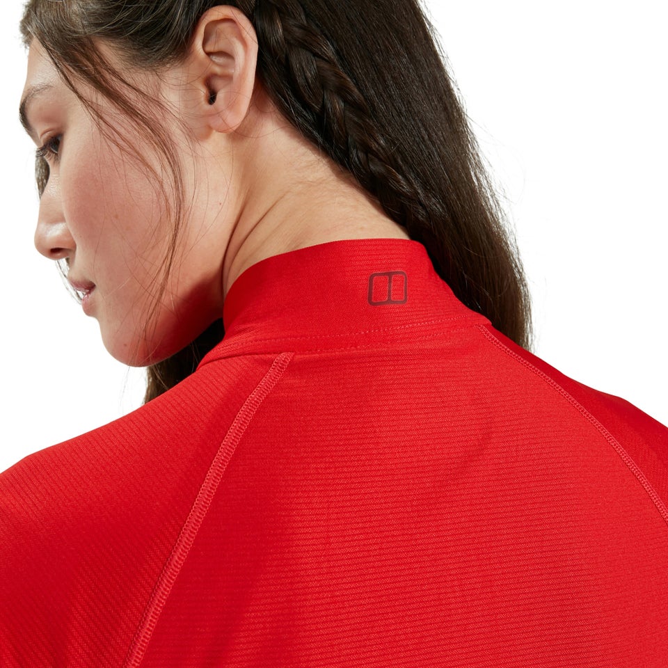 Women's 24/7 Long Sleeve Zip Base Layer - Red
